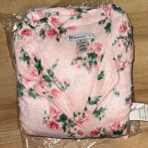 Floral Pink Fleece Long sleeve elastic waist pajamas SET blush pink NWT
